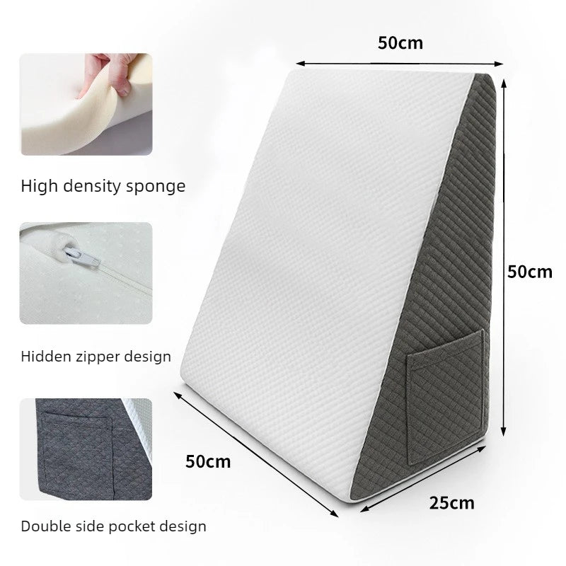 Bed Wedge Pillow for Sleeping Memory Foam Triangle Pillow High Density Memory Foam Breathable Fabric Removable Washable Cover